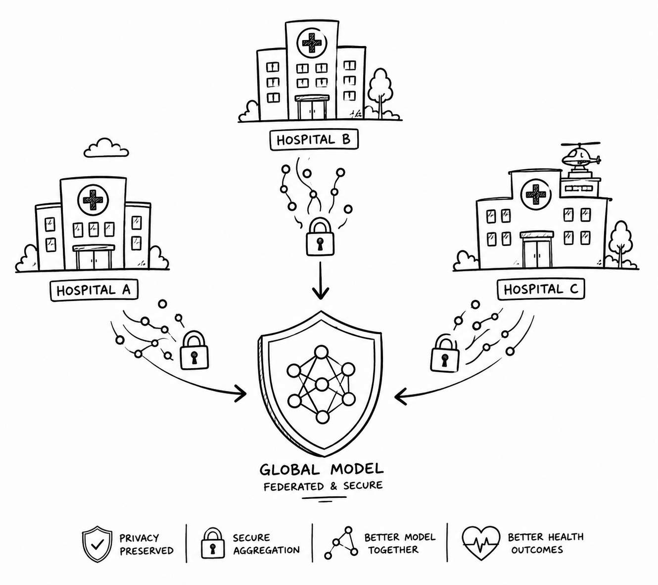 Health Analysis using Federated Learning diagram sketch
